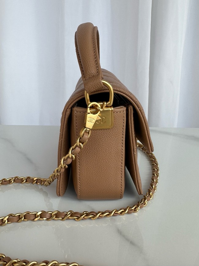 Chanel MINI FLAP BAG WITH TOP HANDLE AS5164 Camel