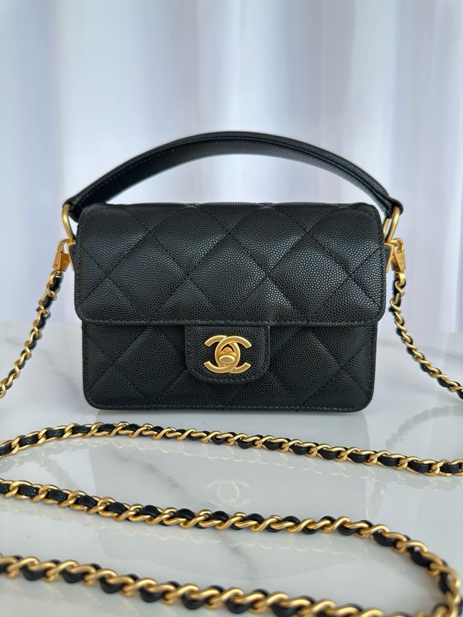 Chanel MINI FLAP BAG WITH TOP HANDLE AS5164 black