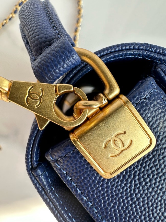 Chanel MINI FLAP BAG WITH TOP HANDLE AS5164 Navy Blue