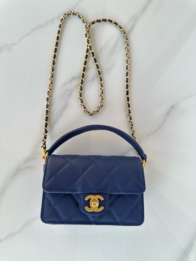 Chanel MINI FLAP BAG WITH TOP HANDLE AS5164 Navy Blue