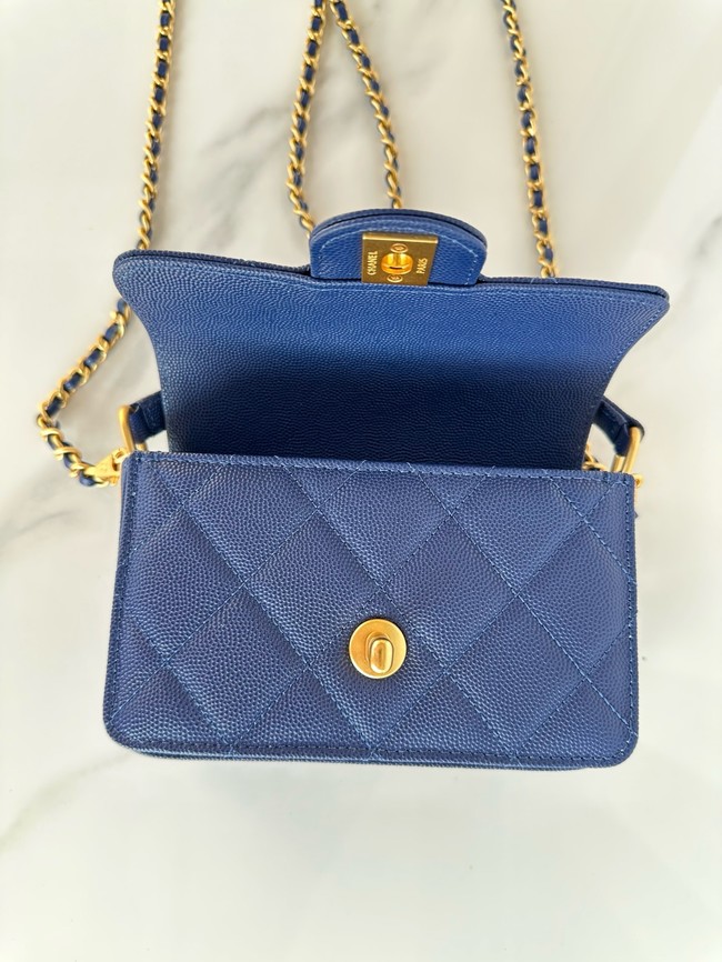 Chanel MINI FLAP BAG WITH TOP HANDLE AS5164 Navy Blue