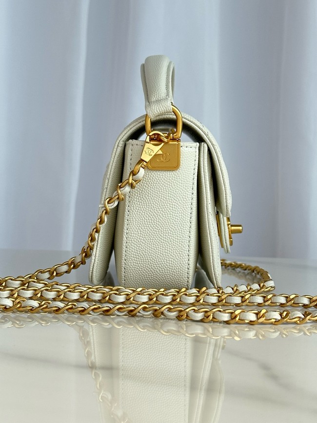 Chanel MINI FLAP BAG WITH TOP HANDLE AS5164 white