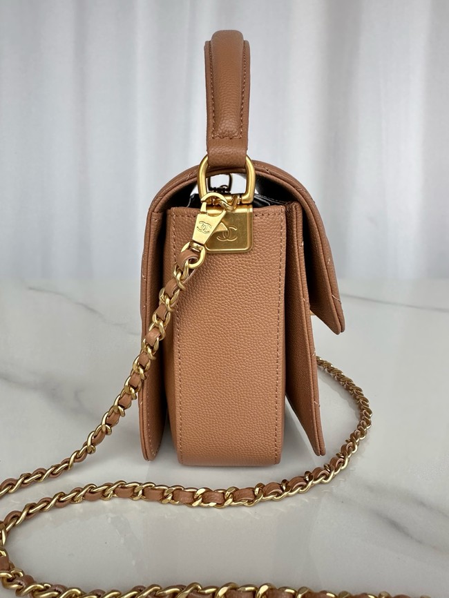 Chanel MINI FLAP BAG WITH TOP HANDLE AS5165 Camel