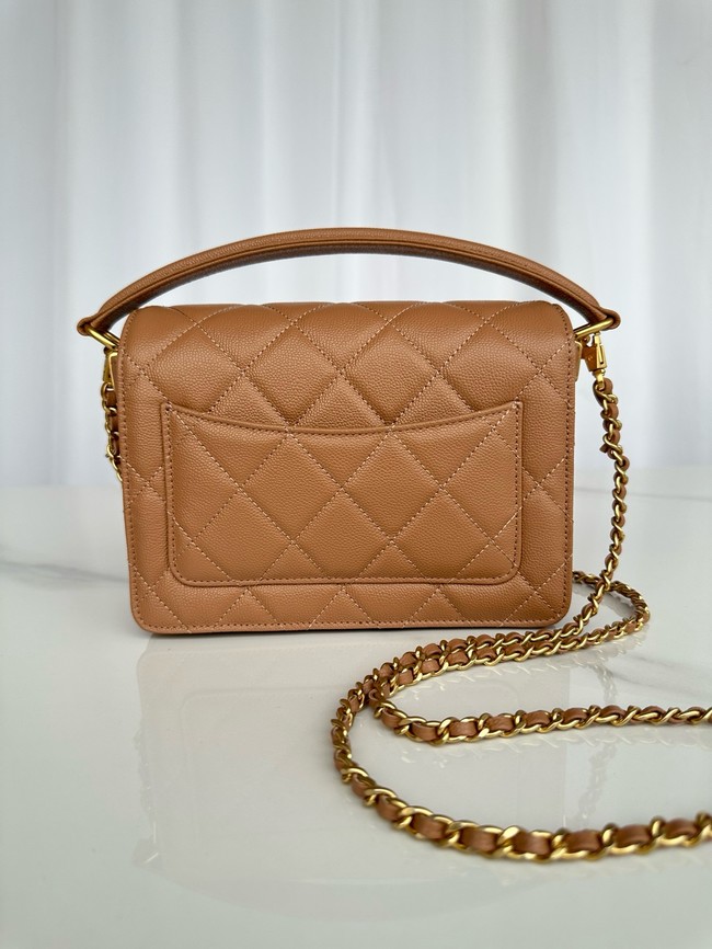 Chanel MINI FLAP BAG WITH TOP HANDLE AS5165 Camel