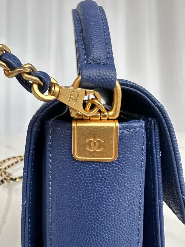 Chanel MINI FLAP BAG WITH TOP HANDLE AS5165 Navy Blue