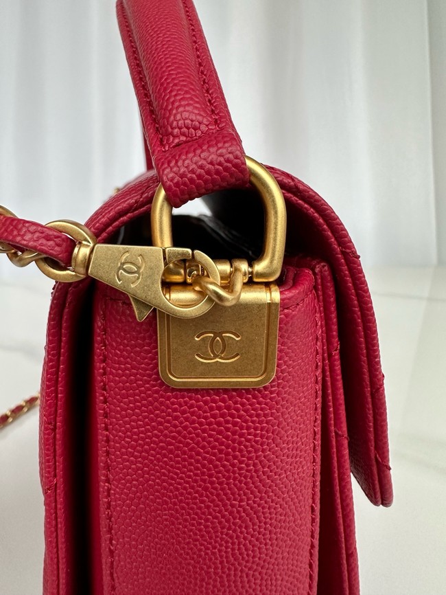 Chanel MINI FLAP BAG WITH TOP HANDLE AS5165 red