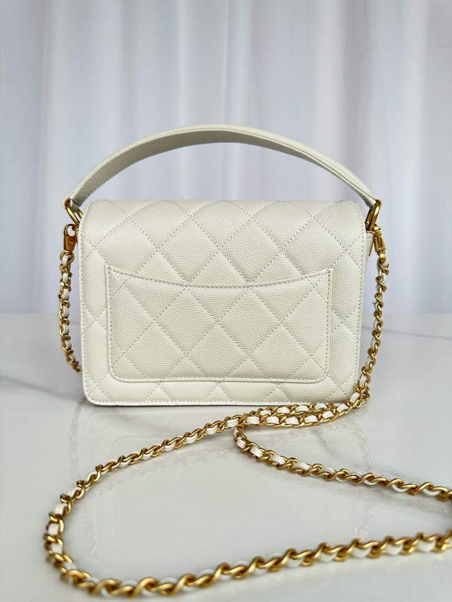 Chanel MINI FLAP BAG WITH TOP HANDLE AS5165 white