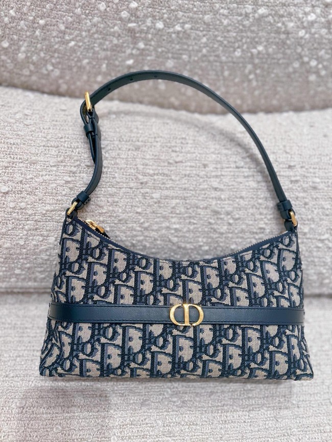 Dior Montaigne Mini Bag Blue Oblique Jacquard S2381UTZQ