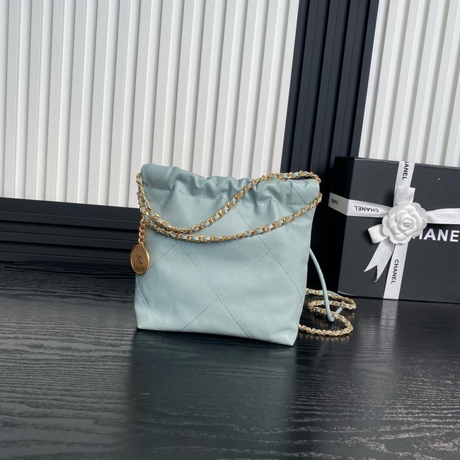 CHANEL 22 MINI HANDBAG Grained Calfskin AS3980 sky blue