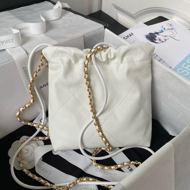 CHANEL 22 MINI HANDBAG Grained Calfskin AS3980 white