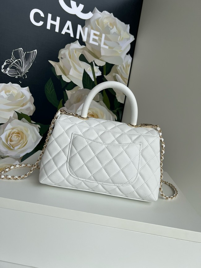 Chanel FLAP BAG WITH TOP HANDLE A92990 white