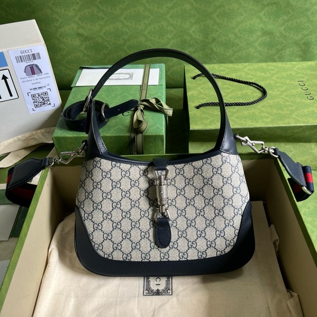 GUCCI JACKIE 1961 SMALL ebony GG Supreme canvas SHOULDER BAG 810232 dark blue