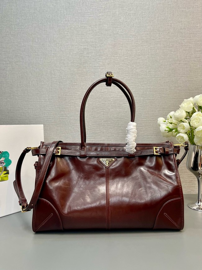 Prada Large leather handbag 1BA433 Cocoa Brown