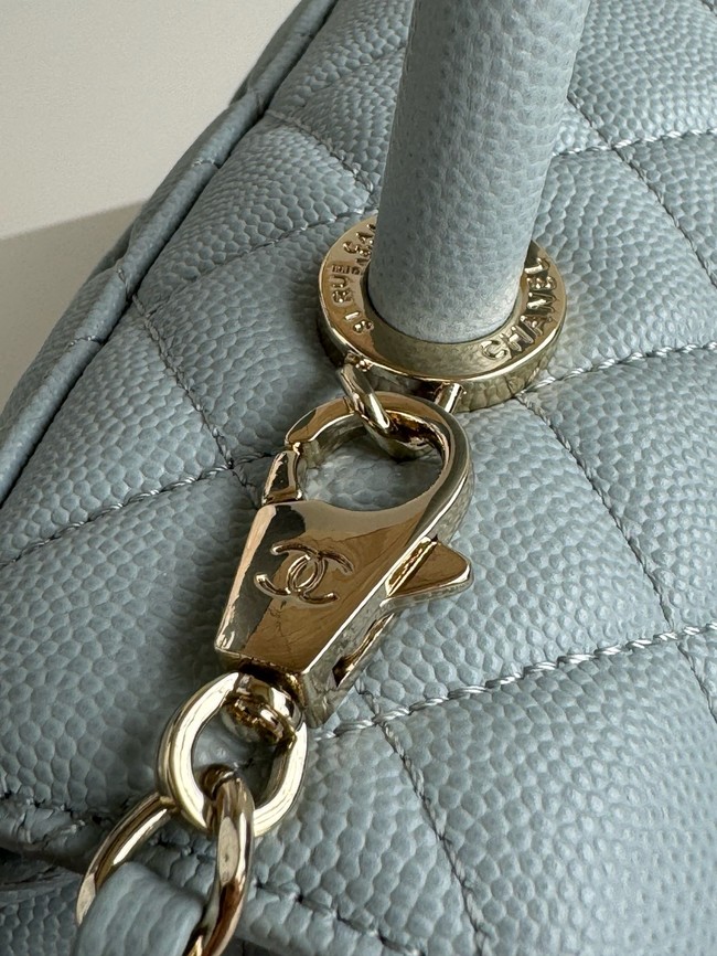 Chanel LARGE FLAP BAG WITH TOP HANDLE A92991 light blue