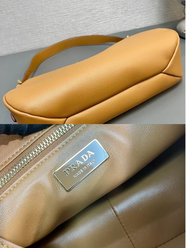 Prada Aimee medium leather shoulder bag 1BC229 Caramel