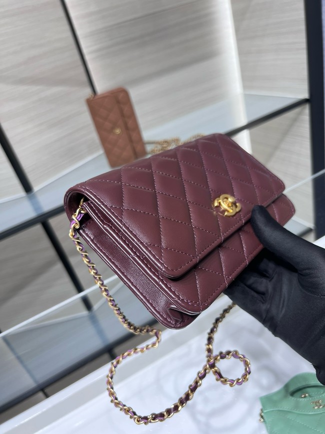 Chanel CLASSIC WALLET ON CHAIN AP1450 Burgundy