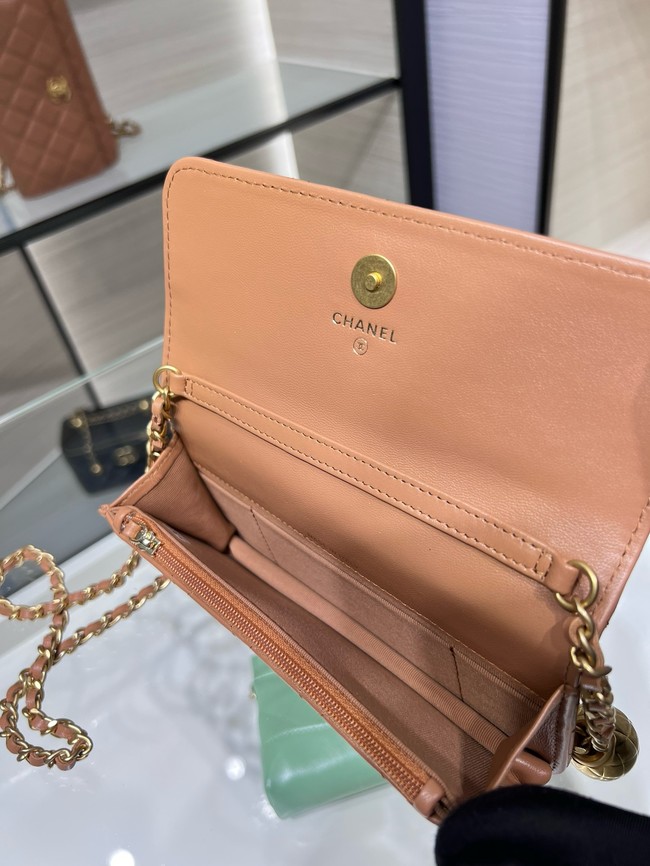 Chanel CLASSIC WALLET ON CHAIN AP3071 Brown