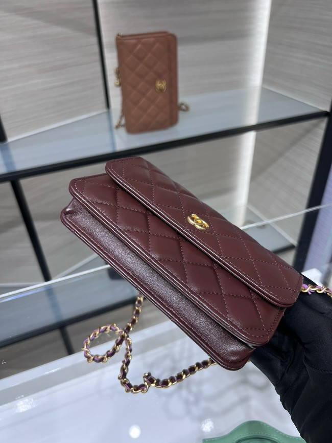 Chanel CLASSIC WALLET ON CHAIN AP3071 Burgundy