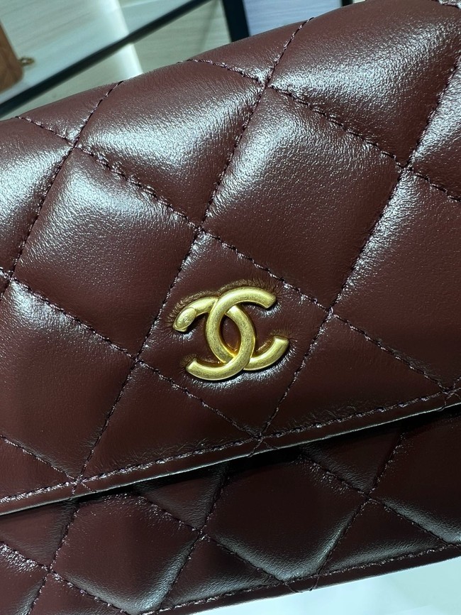 Chanel CLASSIC WALLET ON CHAIN AP3071 Burgundy