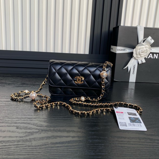 Chanel FLAP PHONE HOLDER WITH CHAIN AP4284 black