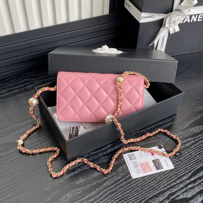 Chanel FLAP PHONE HOLDER WITH CHAIN AP4284 pink