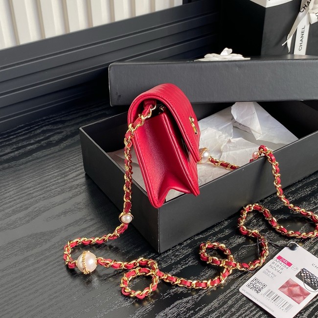 Chanel FLAP PHONE HOLDER WITH CHAIN AP4284 red