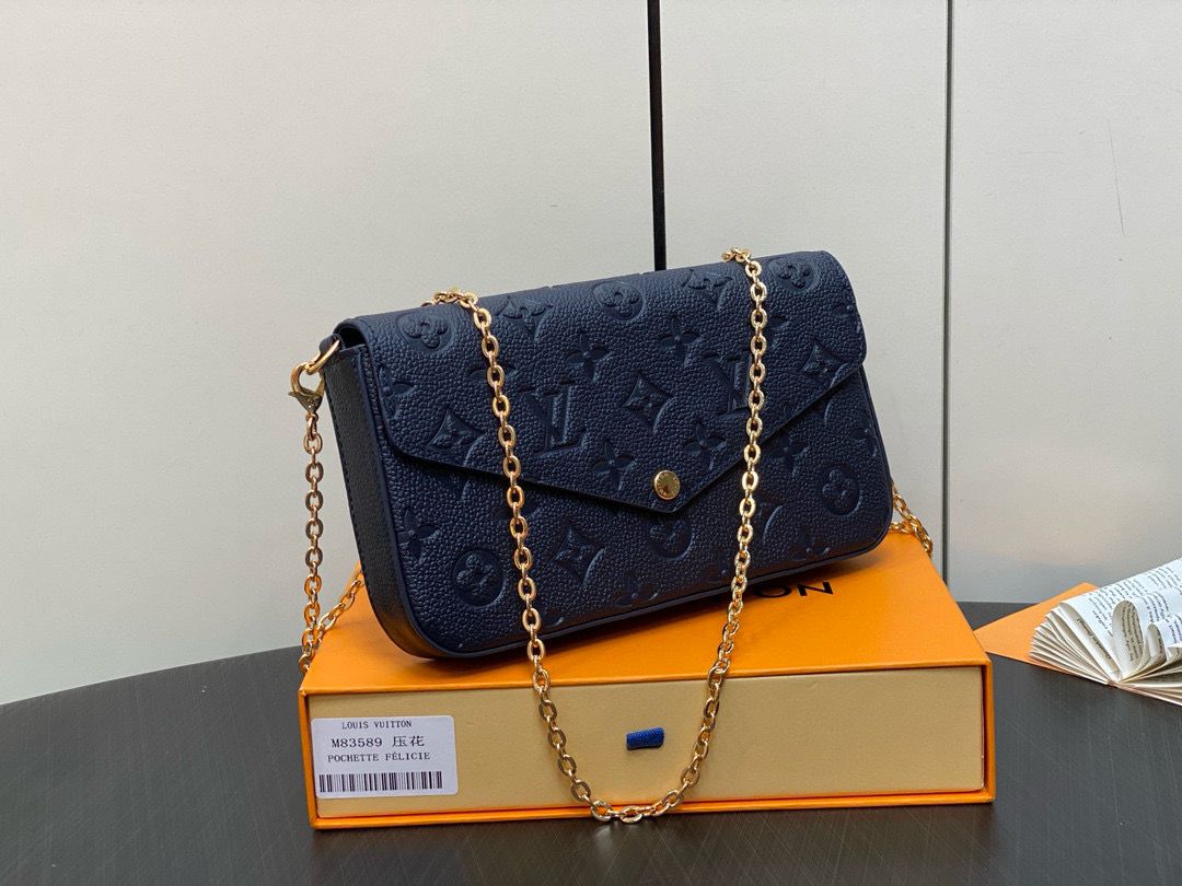 Louis Vuitton Monogram Empreinte Felicie Pochette M64065 M83589 Navy