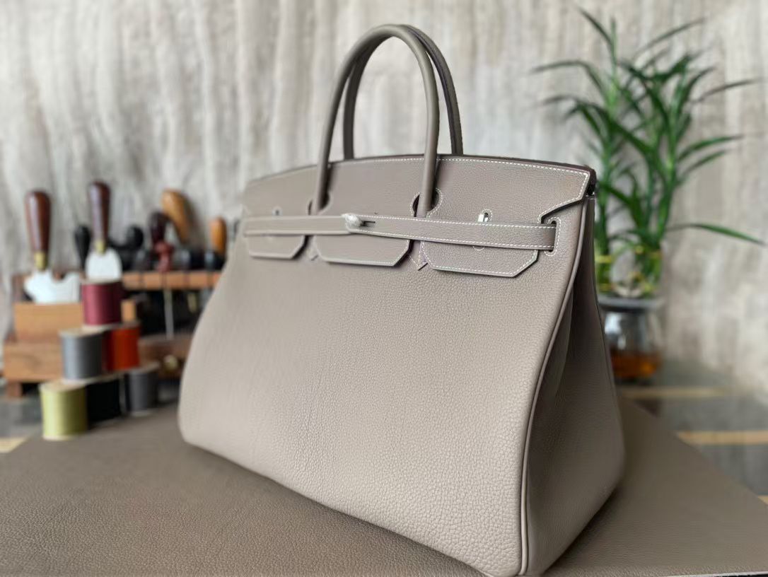 Hermes Birkin 40CM Original Togo Leather Bag 70659 Gray