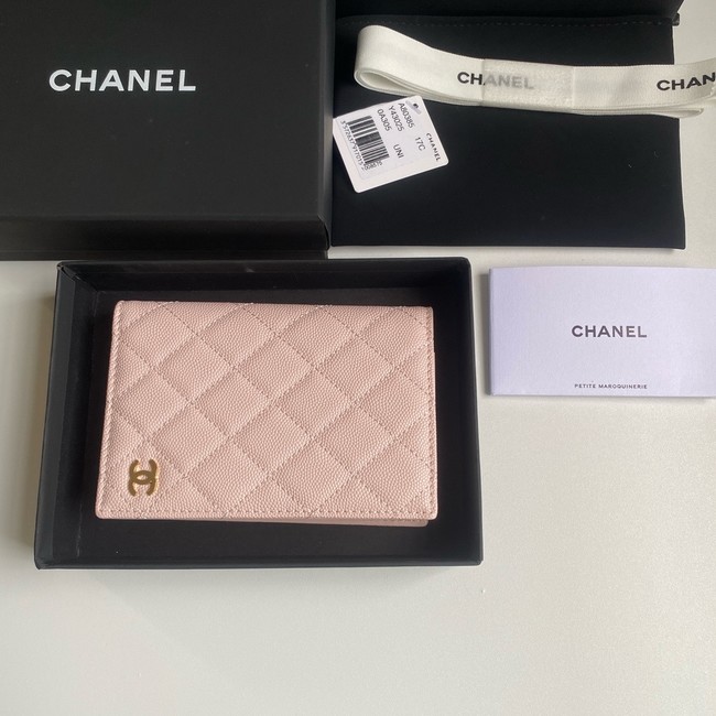 Chanel Calfskin Leather & Gold-Tone Metal Wallet B80385 pink