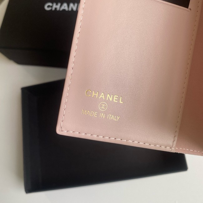 Chanel Calfskin Leather & Gold-Tone Metal Wallet B80385 pink