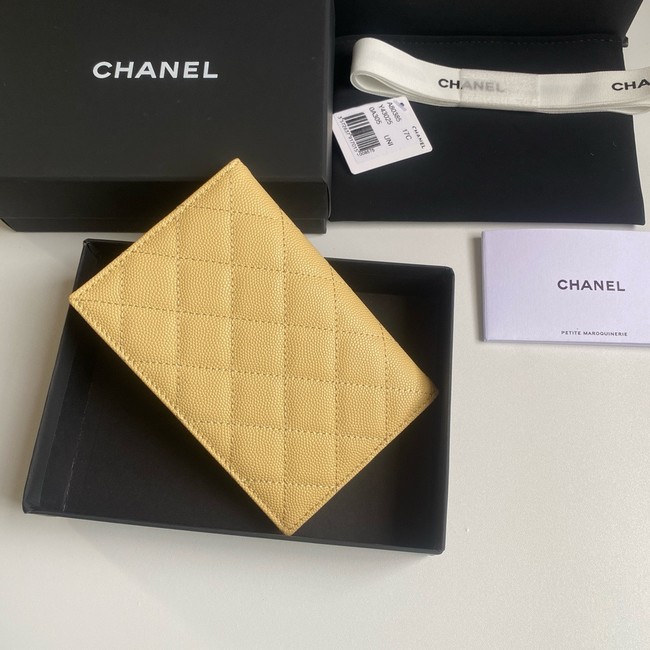 Chanel Calfskin Leather & Gold-Tone Metal Wallet B80385 yellow