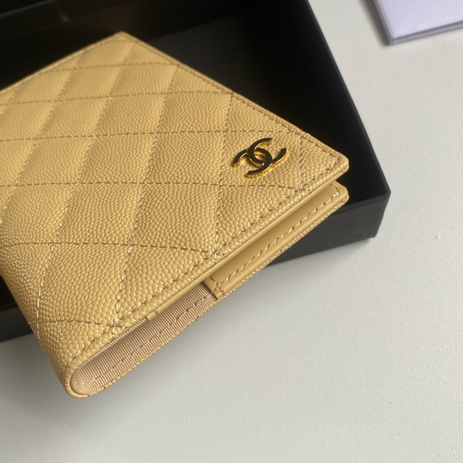 Chanel Calfskin Leather & Gold-Tone Metal Wallet B80385 yellow