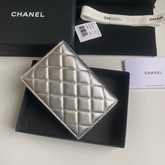 Chanel Leather Wallet B80385 Silver