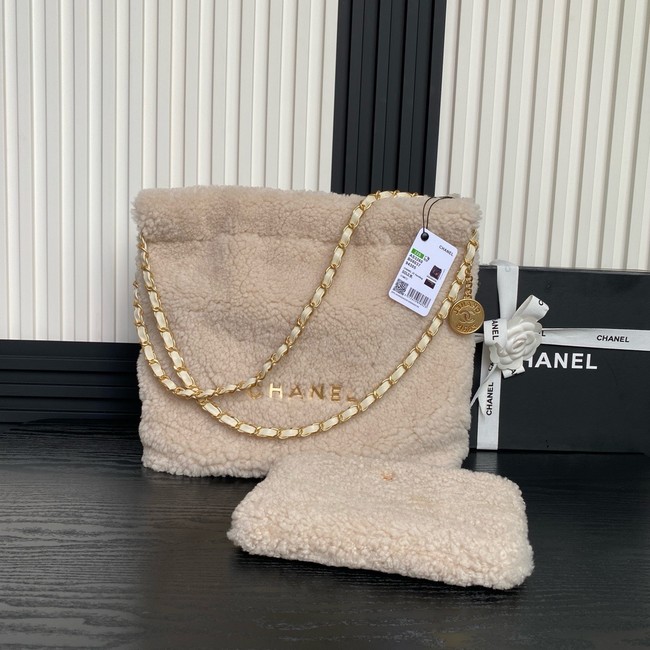 CHANEL 22 SMALL HANDBAG wool AS3260 Beige