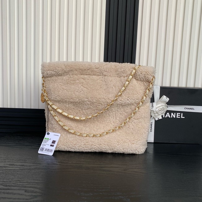 CHANEL 22 SMALL HANDBAG wool AS3260 Beige