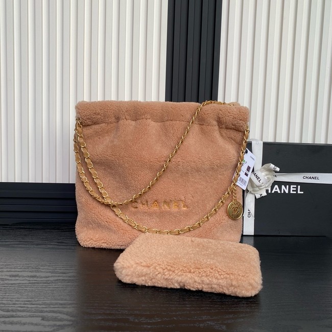 CHANEL 22 SMALL HANDBAG wool AS3260 Brown