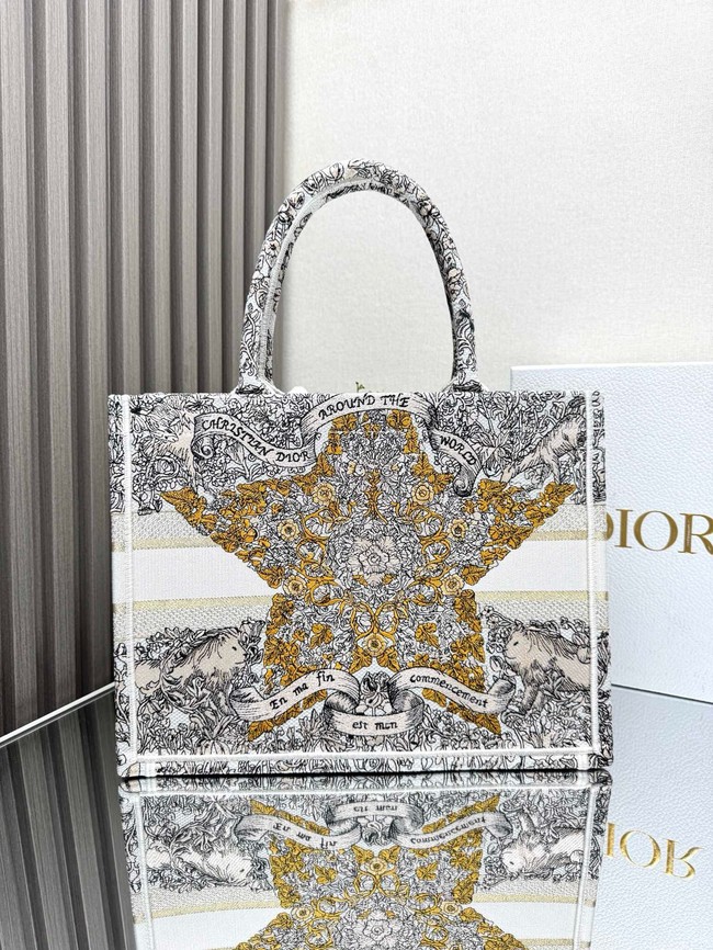 Medium Dior Book Tote atte Embroidery with Gold-Tone M1296ZEZE