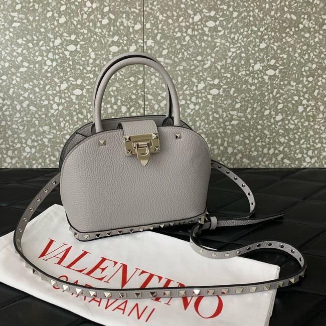 VALENTINO ROCKSTUD small grained calfskin handbag WB0Q69 gray