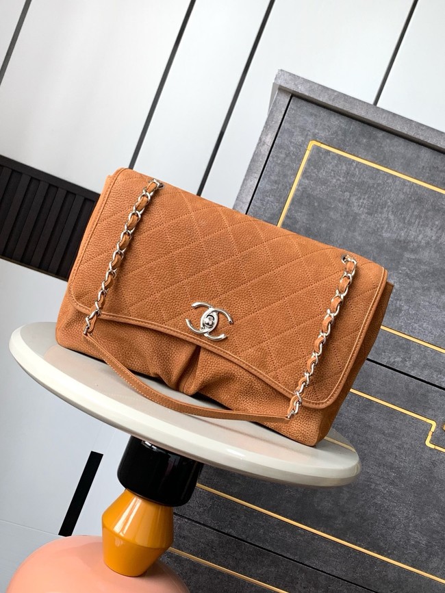 Chanel SHOPPING BAG velvet AS1255 camel