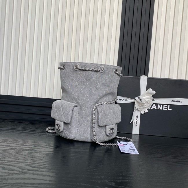 CHANEL BACKPACK Washed Denim AS5310 gray