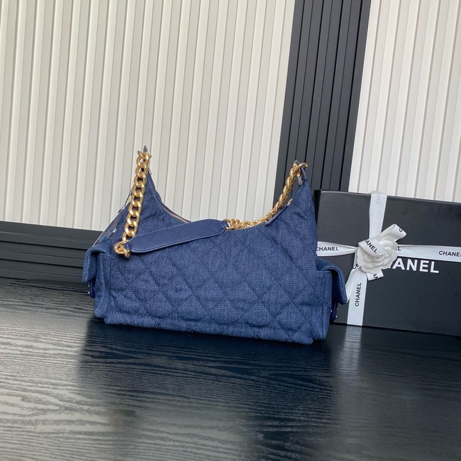 Chanel LARGE HOBO BAG Washed Denim AS5339 dark Blue