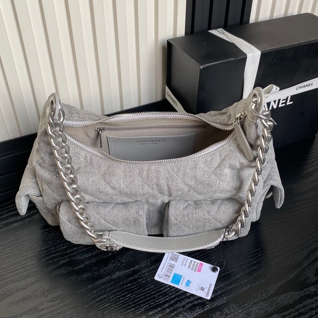 Chanel LARGE HOBO BAG Washed Denim AS5339 gray