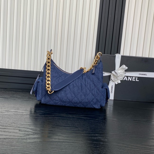 Chanel MAXI HOBO BAG Washed Denim AS5338 dark Blue