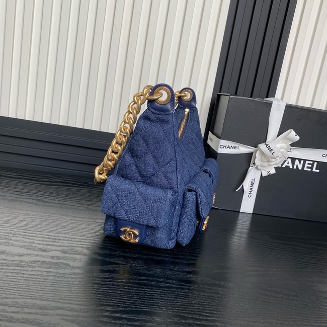 Chanel MAXI HOBO BAG Washed Denim AS5338 dark Blue