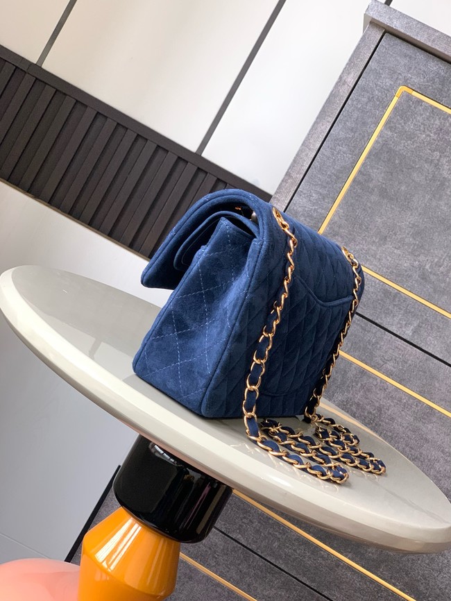 Chanel CLASSIC 11.12 HANDBAG velvet 1112 blue