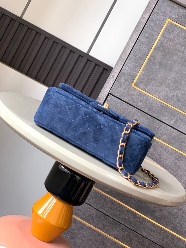 Chanel CLASSIC 11.12 SMALL HANDBAG velvet 1116 blue