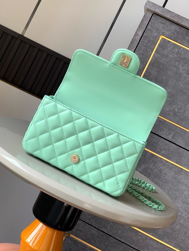 Chanel MINI FLAP BAG WITH TOP HANDLE AS5243 Light Green