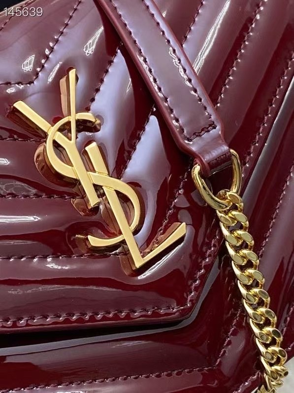 Saint Laurent CASSANDRE ENVELOPE CHAIN WALLET IN PATENT LEATHER 7429200 DARK RED WINE