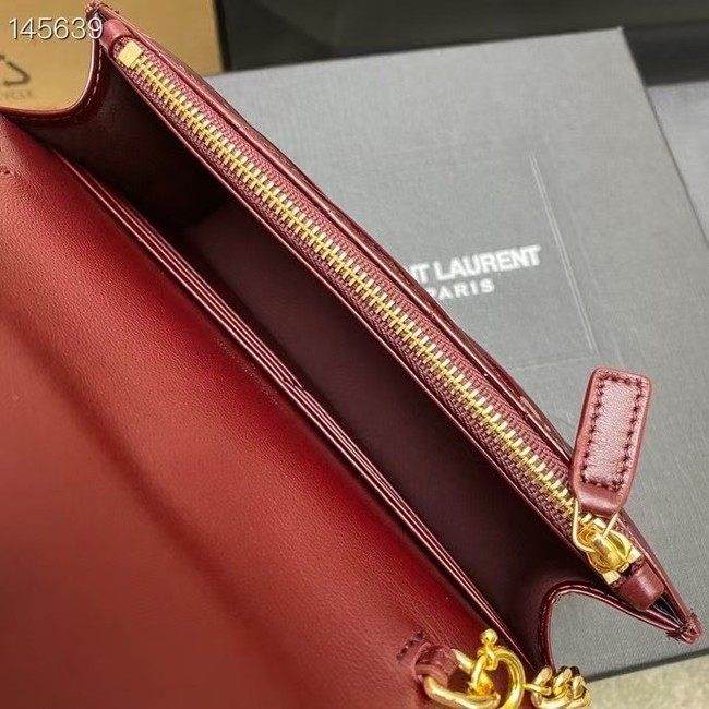 Saint Laurent CASSANDRE ENVELOPE CHAIN WALLET IN PATENT LEATHER 7429200 DARK RED WINE