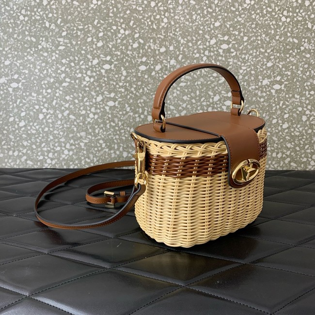 VALENTINO VLOGO SIGNATURE RAFFIA Shoulder Bag 5066 brown